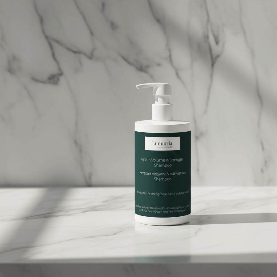 Keratin Volumen- & Stärkungsshampoo 390 ml – Produktbild mit den wichtigsten Eigenschaften